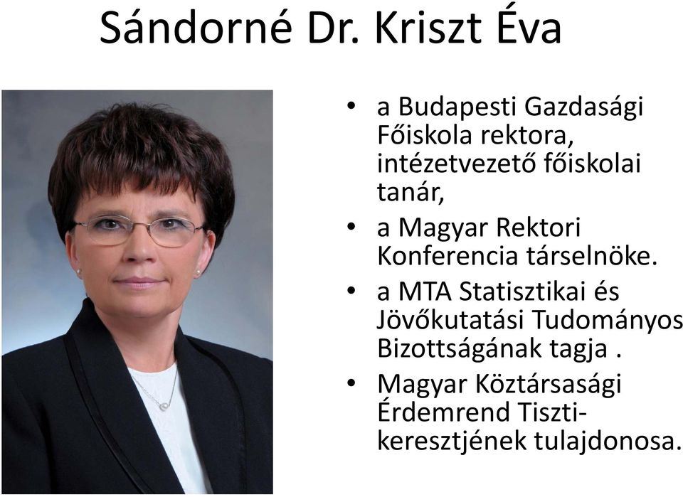 főiskolai tanár, a Magyar Rektori Konferencia társelnöke.