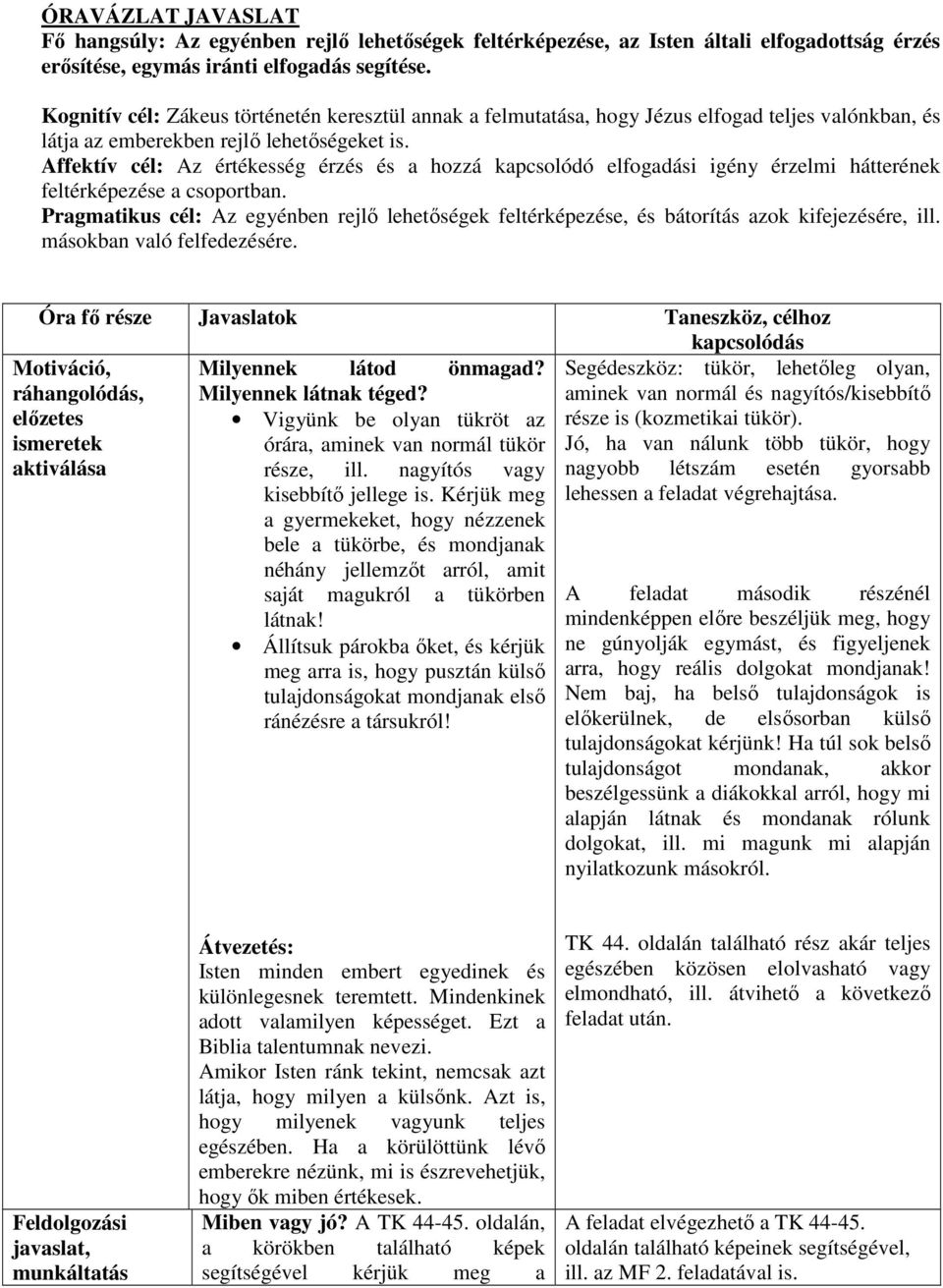 Affektív cél: Az értékesség érzés és a hozzá kapcsolódó elfogadási igény érzelmi hátterének feltérképezése a csoportban.