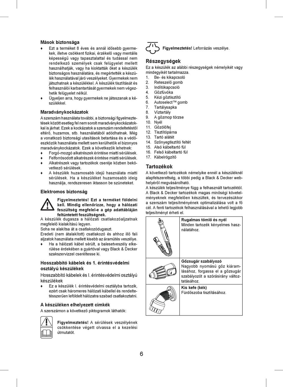 A készülék tisztítását és felhasználói karbantartását gyermekek nem végezhetik felügyelet nélkül. Ügyeljen arra, hogy gyermekek ne játsszanak a készülékkel.