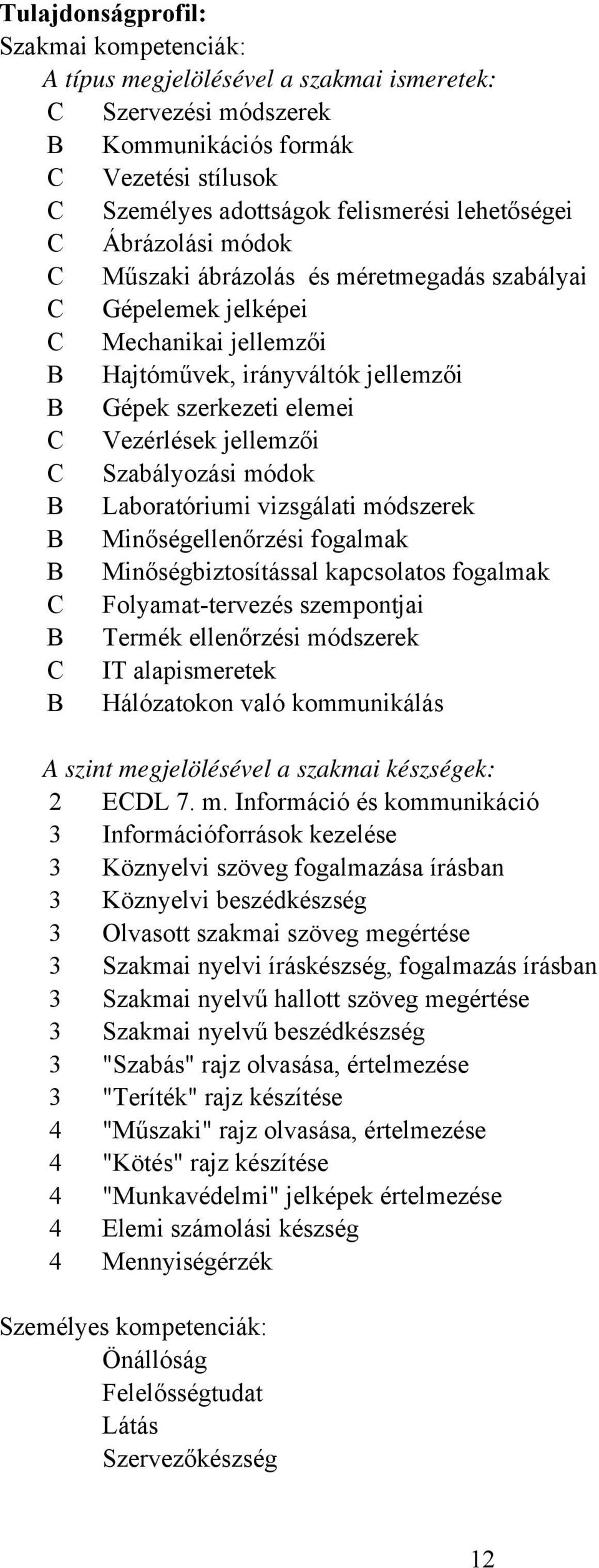 Laboratóriumi vizsgálati módszerek Minőségellenőrzési fogalmak Minőségbiztosítással kapcsolatos fogalmak Folyamat-tervezés szempontjai Termék ellenőrzési módszerek IT alapismeretek Hálózatokon való