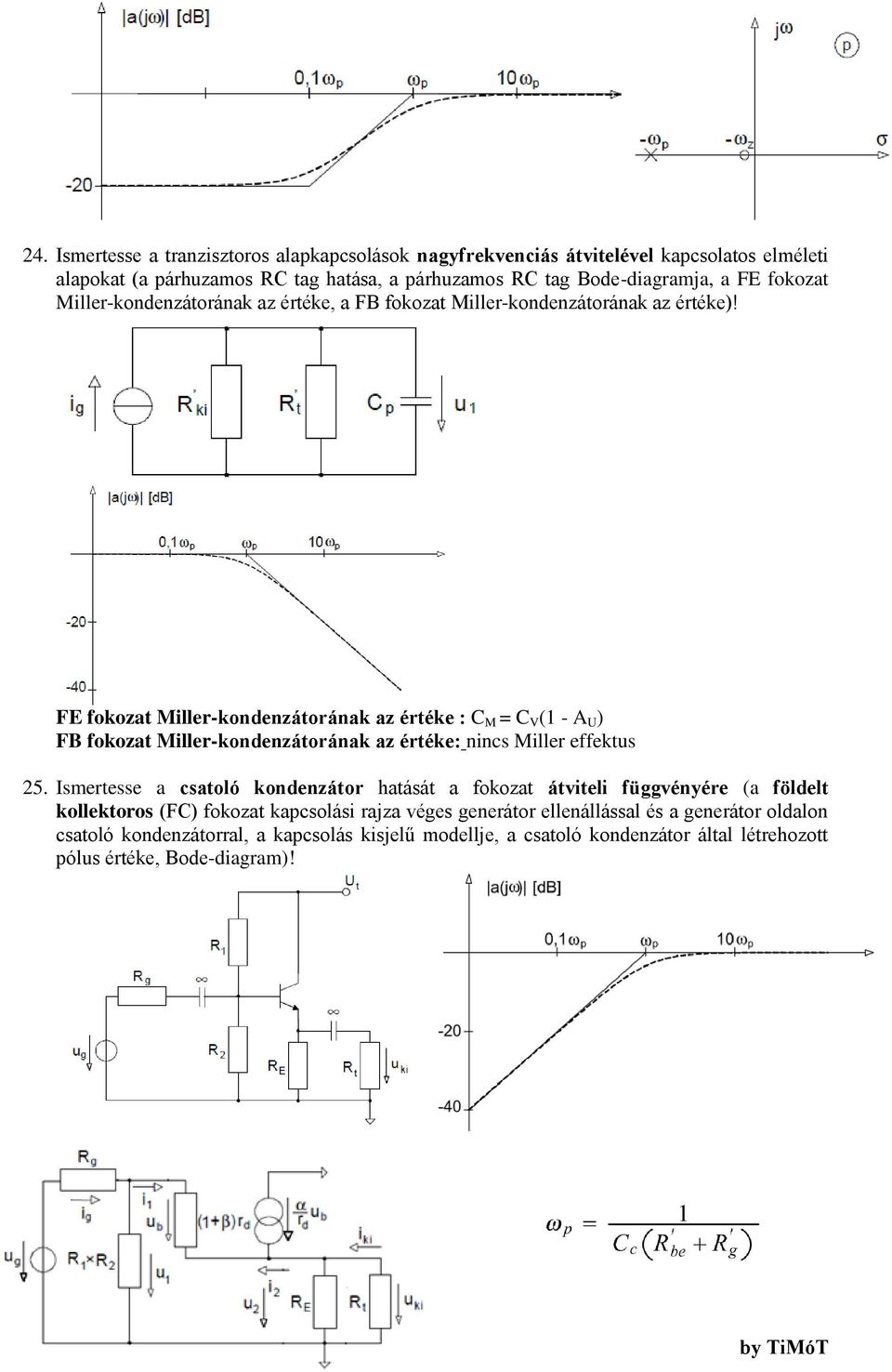 FE fokozat Miller-kondenzátorának az értéke : C M = C V (1 - A U ) FB fokozat Miller-kondenzátorának az értéke: nincs Miller effektus 25.