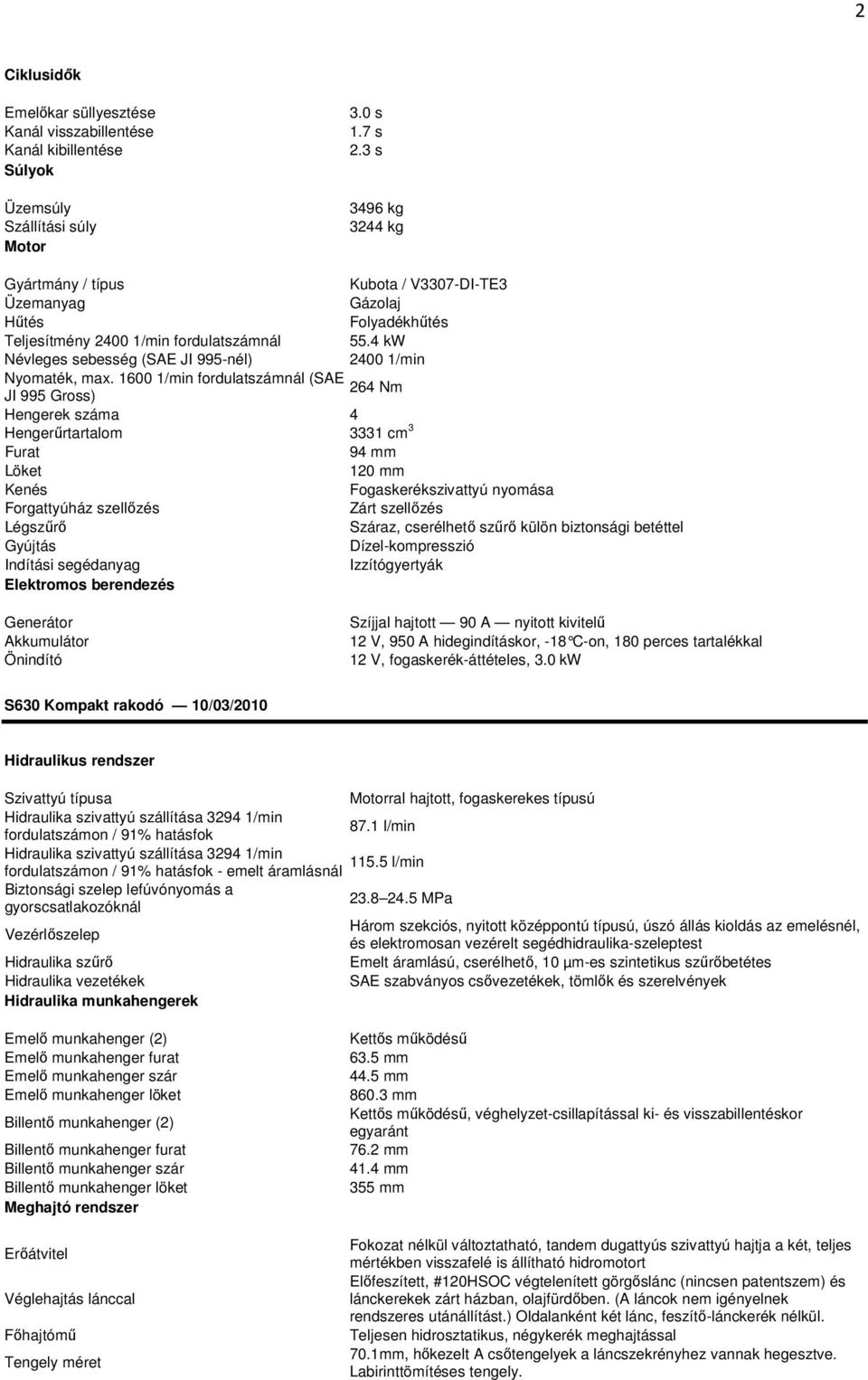 4 kw Névleges sebesség (SAE JI 995-nél) 2400 1/min Nyomaték, max.