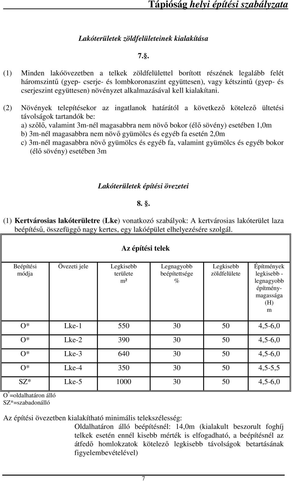 növényzet alkalmazásával kell kialakítani.