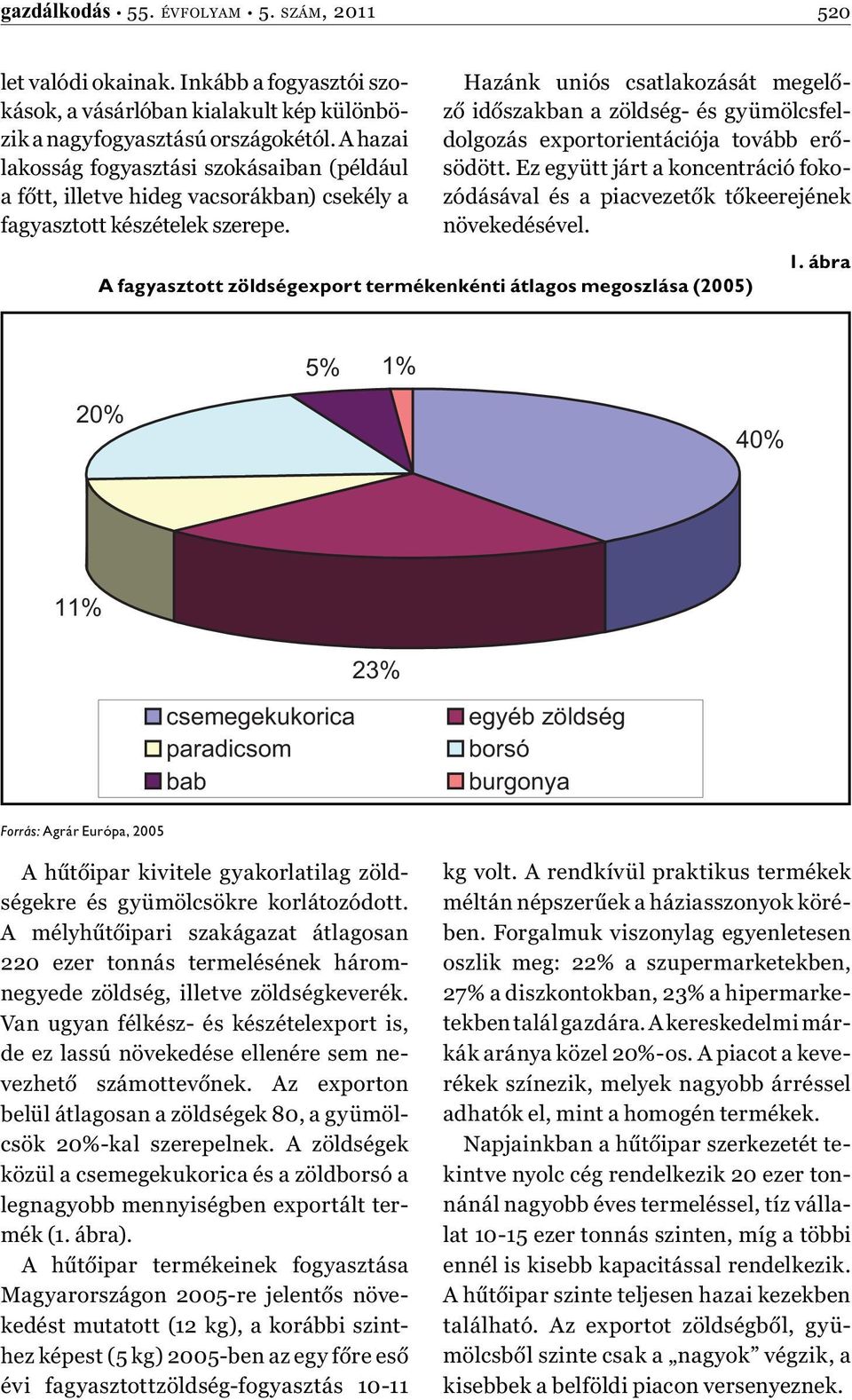 Hazánk uniós csatlakozását megelőző időszakban a zöldség- és gyümölcsfeldolgozás exportorientációja tovább erősödött.