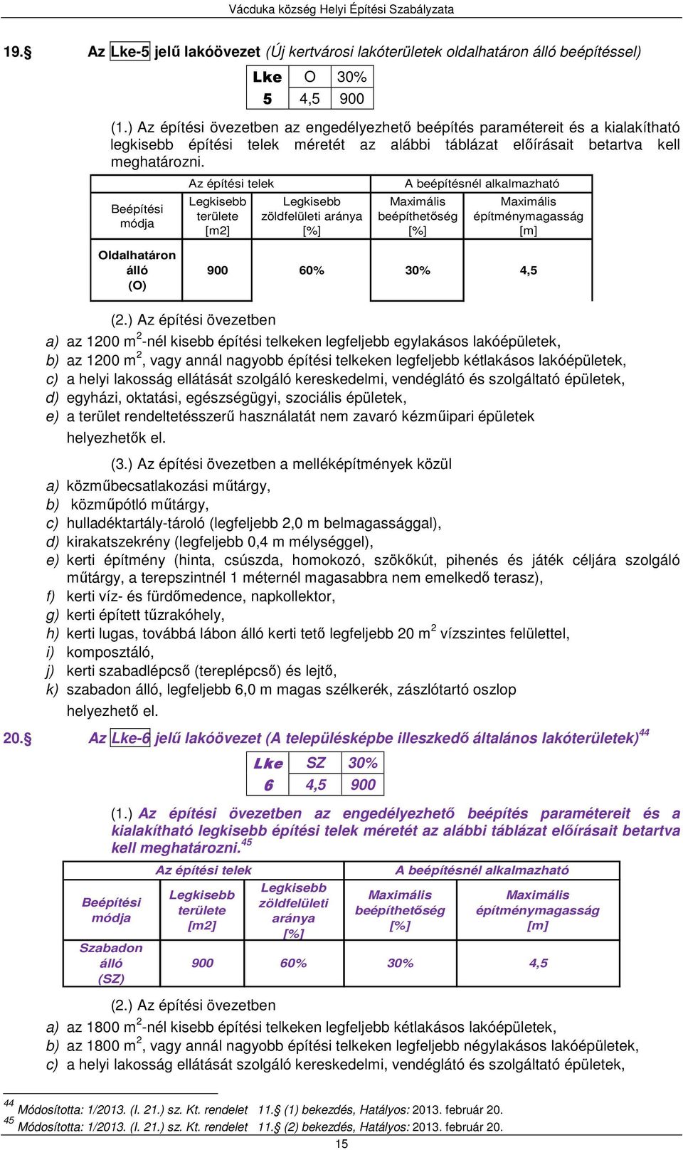 Oldalhatáron álló (O) 900 60% 30% 4,5 (2.