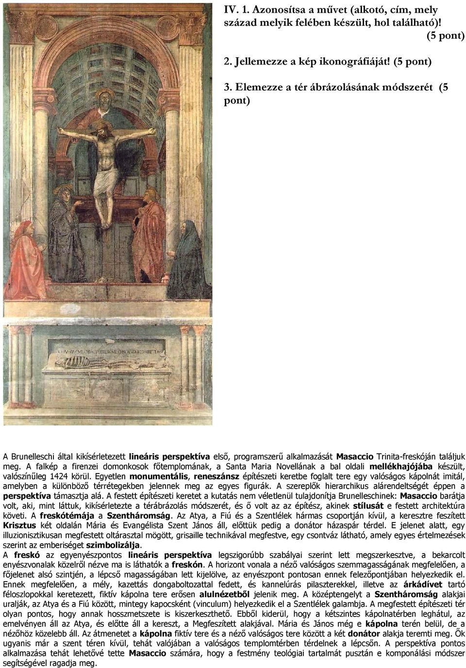 A falkép a firenzei domonkosok főtemplomának, a Santa Maria Novellának a bal oldali mellékhajójába készült, valószínűleg 1424 körül.