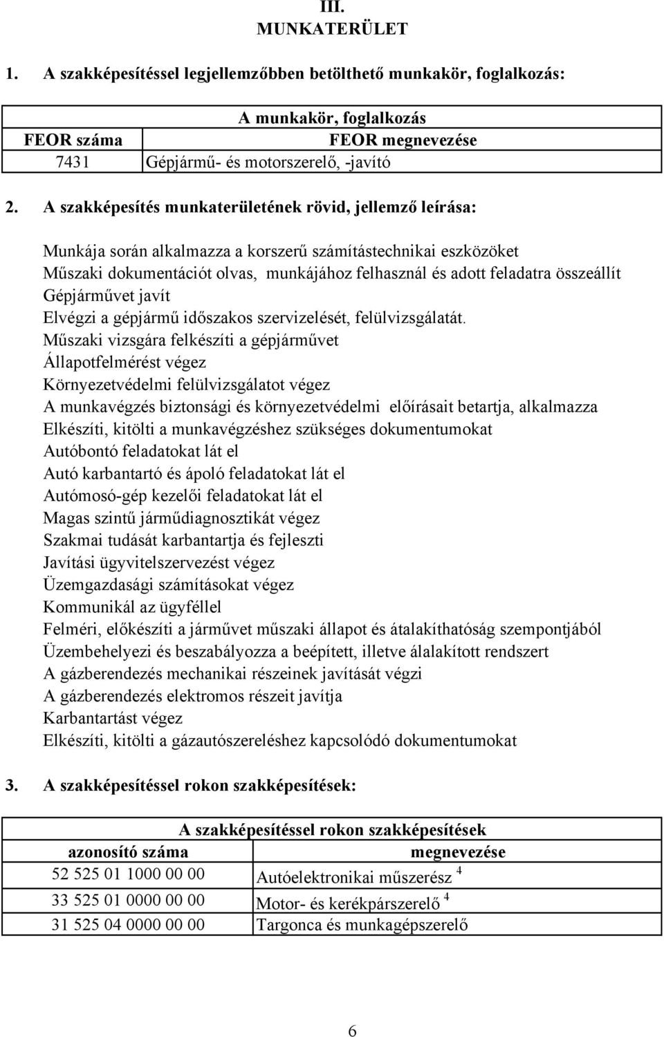 összeállít Gépjárművet javít Elvégzi a gépjármű időszakos szervizelését, felülvizsgálatát.