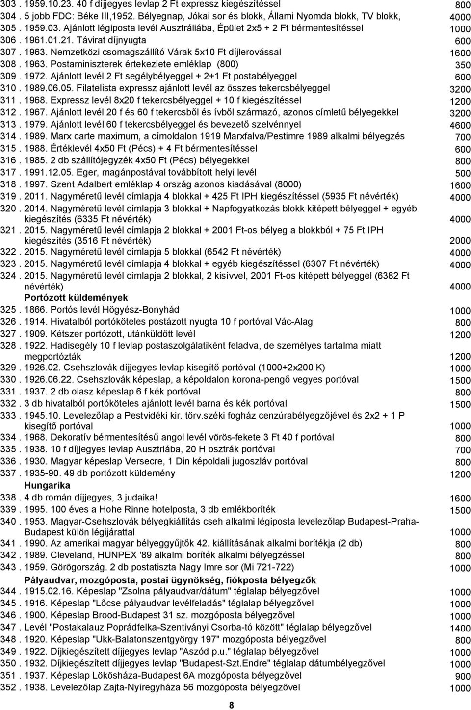 Ajánlott levél 2 Ft segélybélyeggel + 2+1 Ft postabélyeggel 600 310. 1989.06.05. Filatelista expressz ajánlott levél az összes tekercsbélyeggel 3200 311. 1968.