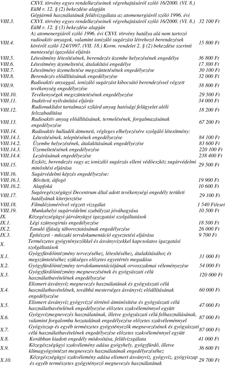 törvény hatálya alá nem tartozó radioaktív anyagok, valamint ionizáló sugárzást létrehozó berendezések körérıl szóló 124/1997. (VII. 18.) Korm. rendelet 2.