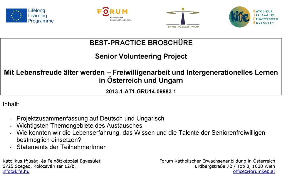 Projektzusammenfassung auf Deutsch und Ungarisch - Wichtigsten Themengebiete des Austausches - Wie konnten