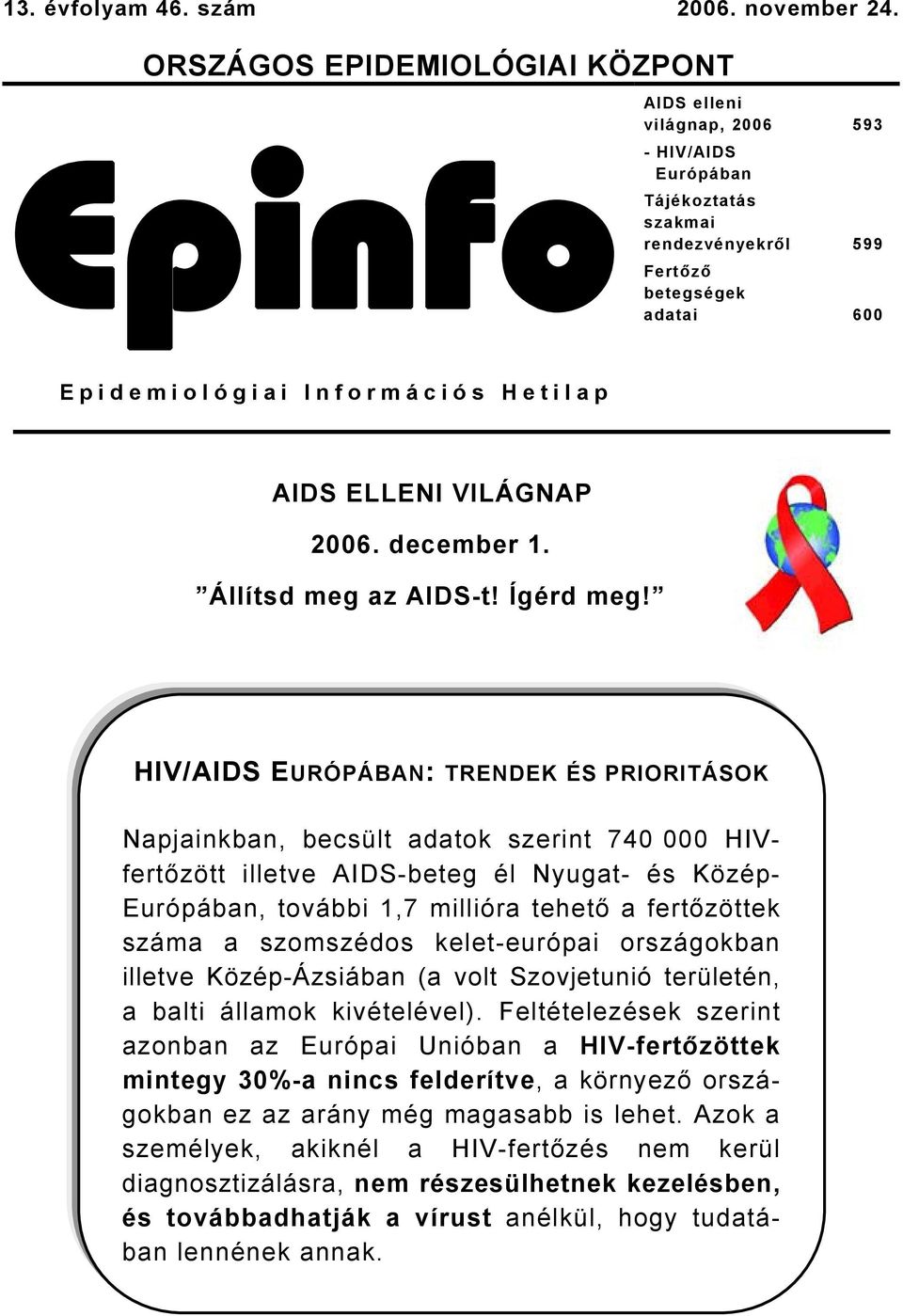 AIDS ELLENI VILÁGNAP 2006. december 1. Állítsd meg az AIDS-t! Ígérd meg!