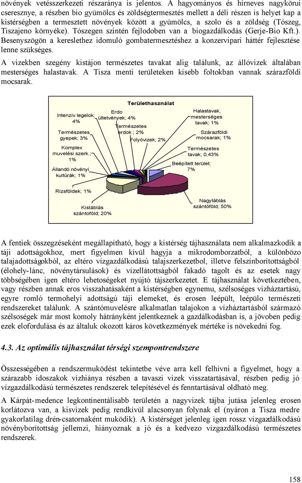 zöldség (Tószeg, Tiszajeno környéke). Tószegen szintén fejlodoben van a biogazdálkodás (Gerje-Bio Kft.). Besenyszögön a kereslethez idomuló gombatermesztéshez a konzervipari háttér fejlesztése lenne szükséges.