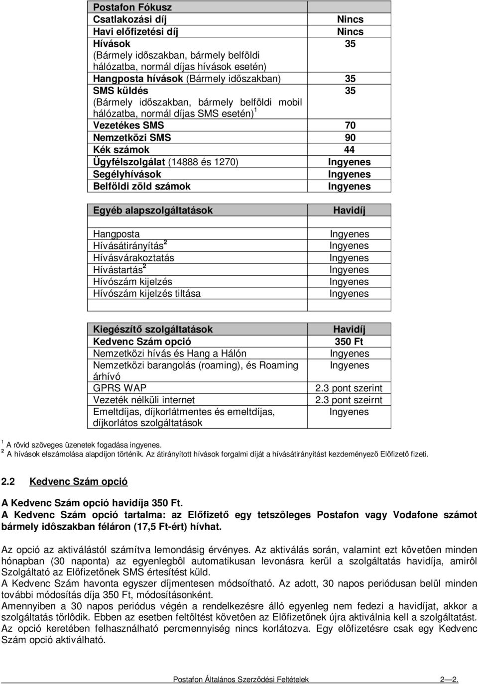 zöld számok Egyéb alapszolgáltatások Hangposta Hívásátirányítás 2 Hívásvárakoztatás Hívástartás 2 Hívószám kijelzés Hívószám kijelzés tiltása Havidíj Kiegészítı szolgáltatások Kedvenc Szám opció