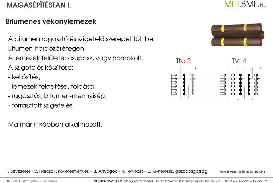 A szigetelés készítése: - kellősítés, - lemezek fektetése, toldása, - ragasztás, bitumen-mennyiség, - forrasztott szigetelés.