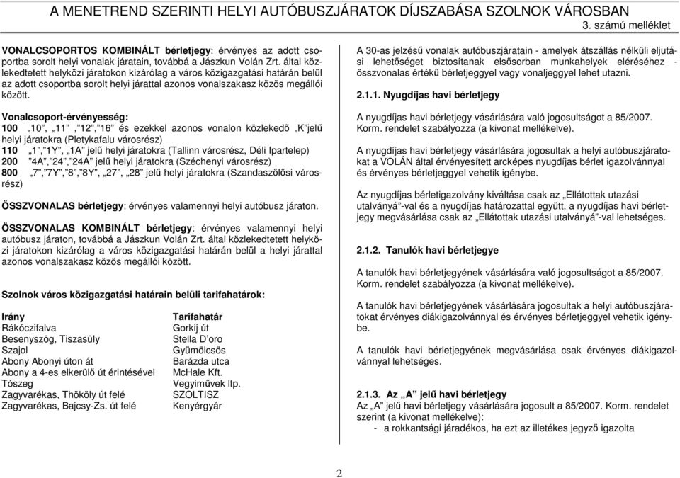 Vonalcsoport-érvényesség: 100 10, 11, 12, 16 és ezekkel azonos vonalon közlekedő K jelű helyi járatokra (Pletykafalu városrész) 110 1, 1Y, 1A jelű helyi járatokra (Tallinn városrész, Déli Ipartelep)