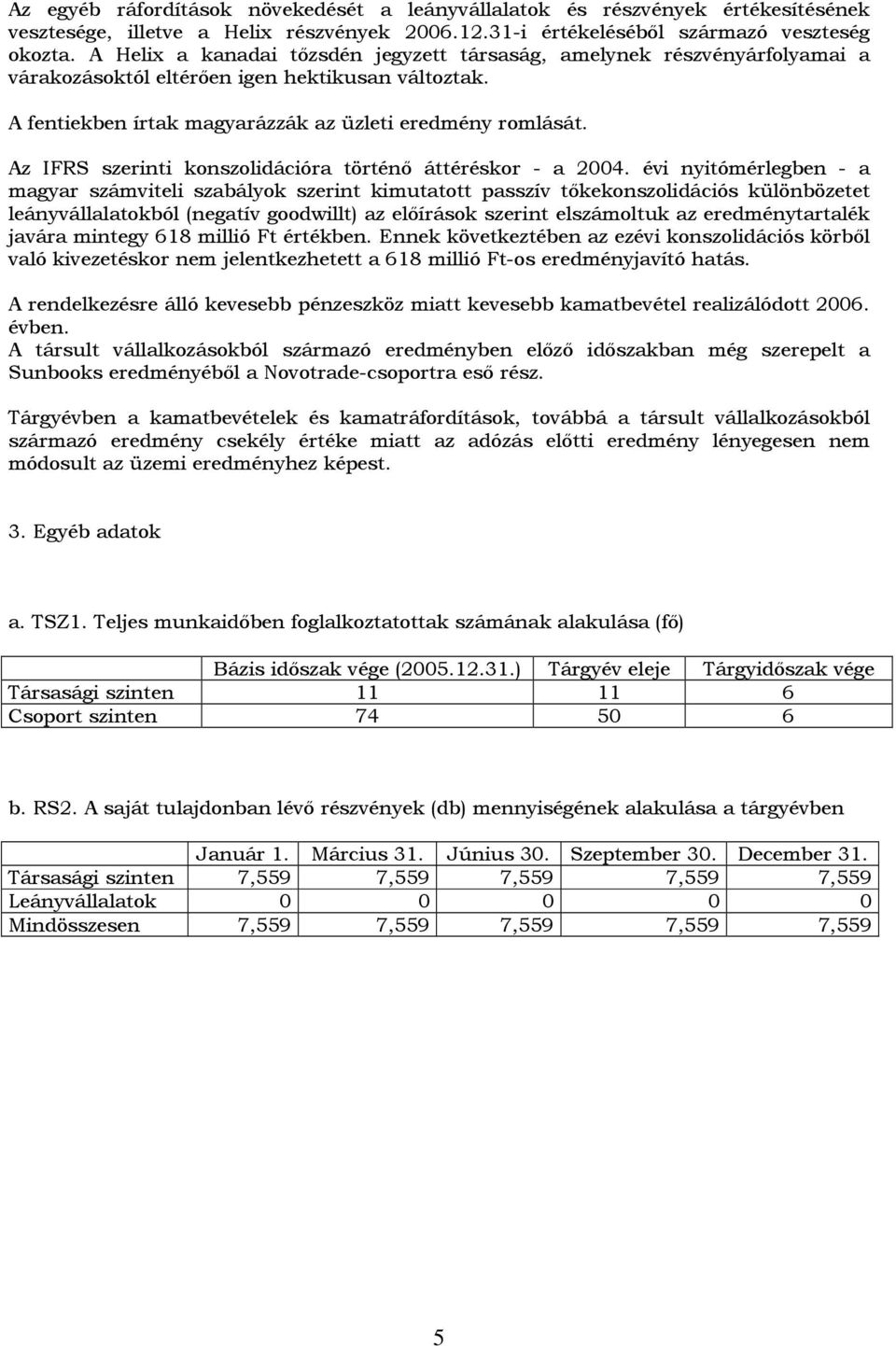 Az IFRS szerinti konszolidációra történı áttéréskor - a 2004.