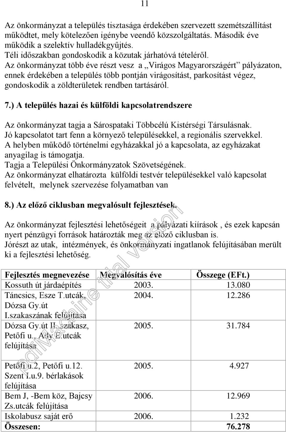 Az önkormányzat több éve részt vesz a Virágos Magyarországért pályázaton, ennek érdekében a település több pontján virágosítást, parkosítást végez, gondoskodik a zöldterületek rendben tartásáról. 7.