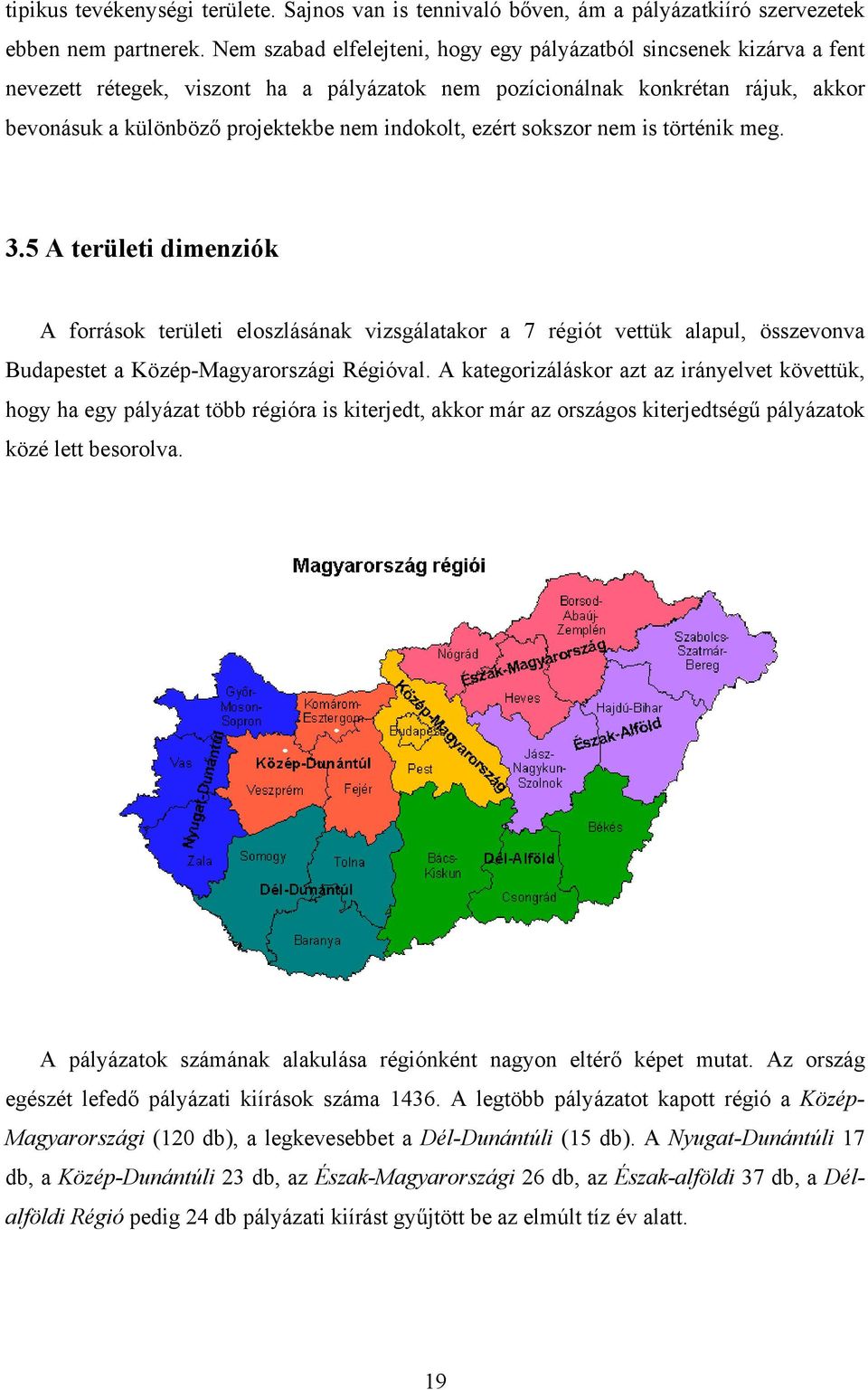 indokolt, ezért sokszor nem is történik meg. 3.5 A területi dimenziók A források területi eloszlásának vizsgálatakor a 7 régiót vettük alapul, összevonva Budapestet a Közép-Magyarországi Régióval.