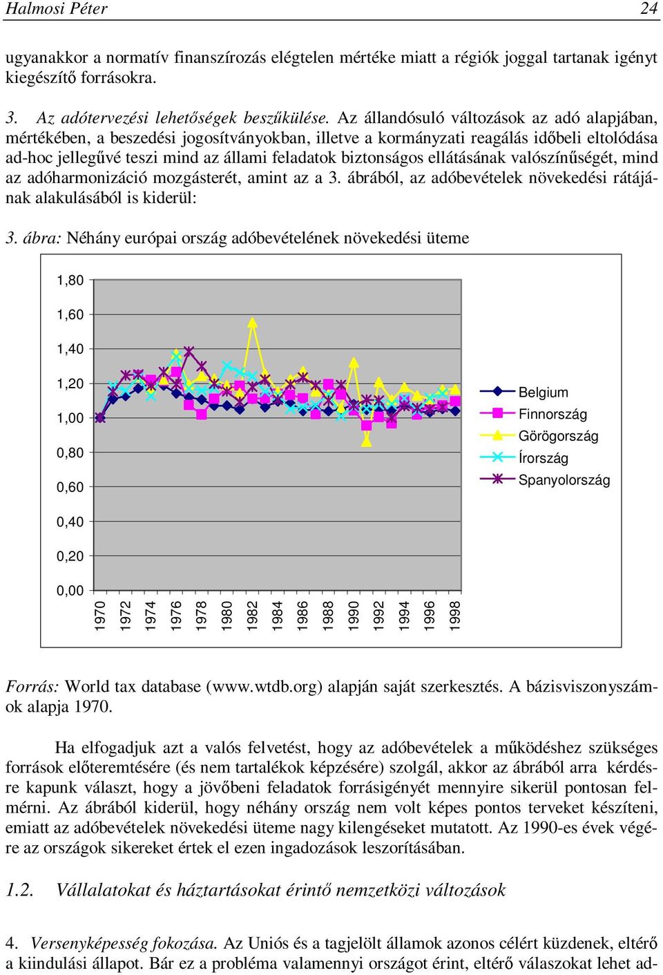 ellátásának valószínűségét, mind az adóharmonizáció mozgásterét, amint az a 3. ábrából, az adóbevételek növekedési rátájának alakulásából is kiderül: 3.