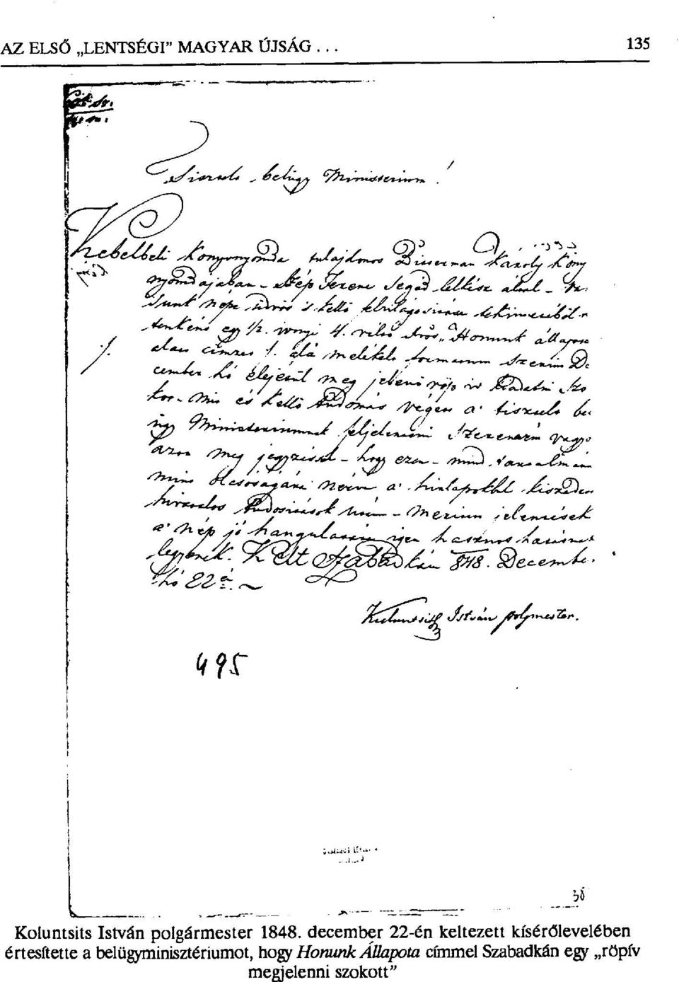 , ljh ' / а ~!%z iл ~ ~' G.. ~, а~,,, e, 6~~ L /~` лs~ ~ ~i~, ~./frм 4.. 4 ~S~.і: а и,.... Koluntsits István polgármester 1848.