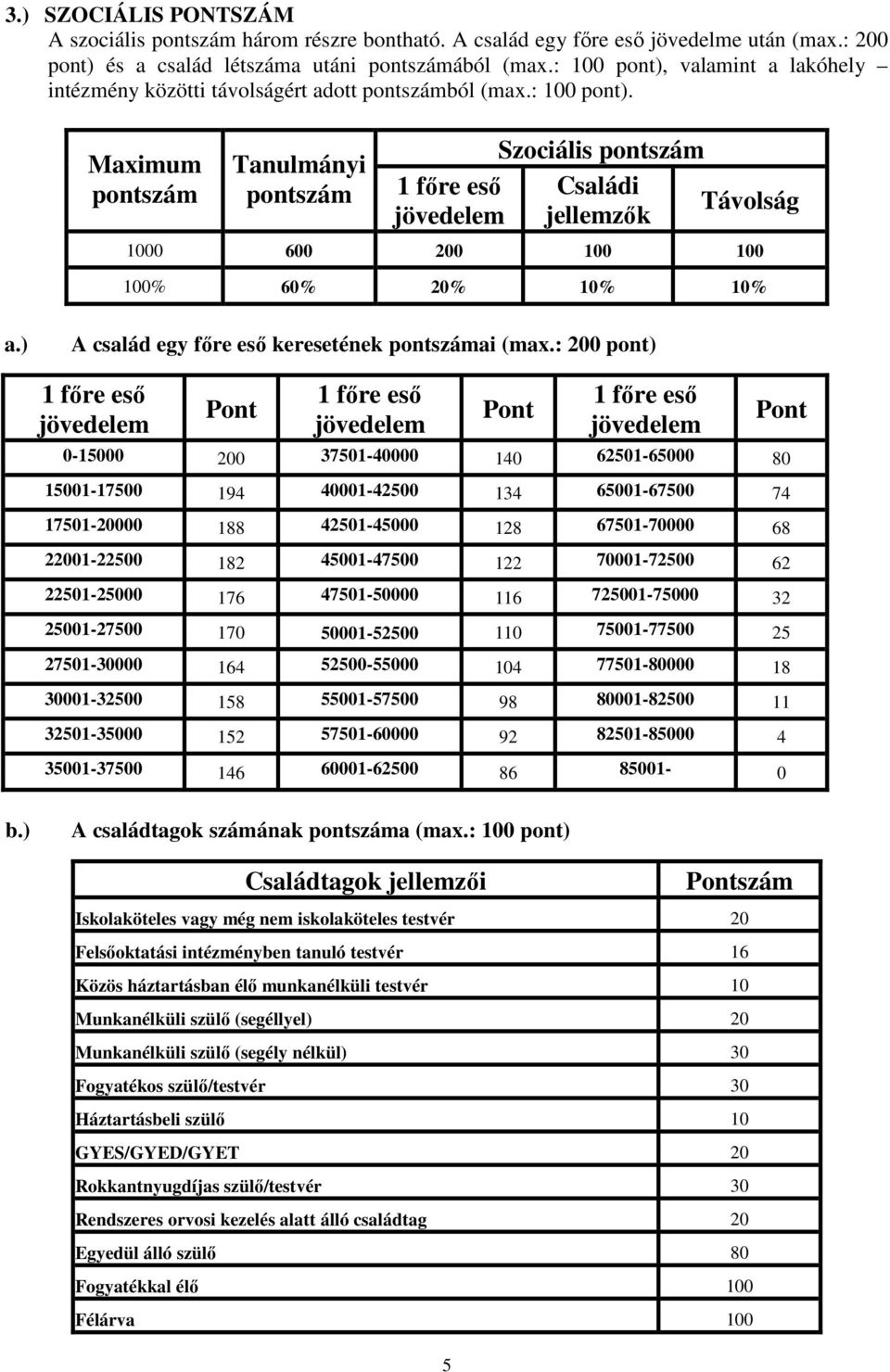 ) A család egy fıre esı keresetének ai (max.