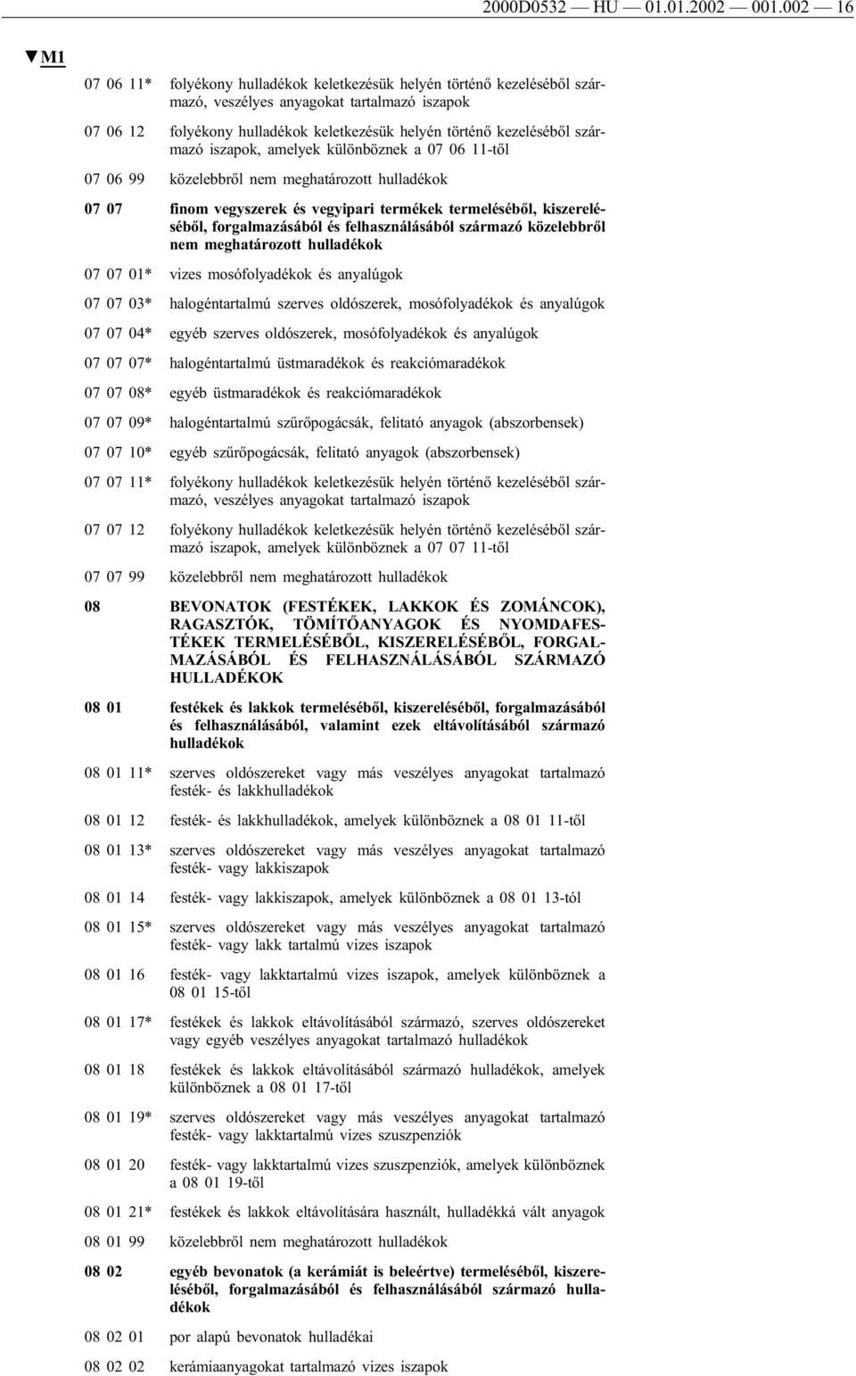 származó iszapok, amelyek különböznek a 07 06 11-től 07 06 99 közelebbről nem meghatározott hulladékok 07 07 finom vegyszerek és vegyipari termékek termeléséből, kiszereléséből, forgalmazásából és