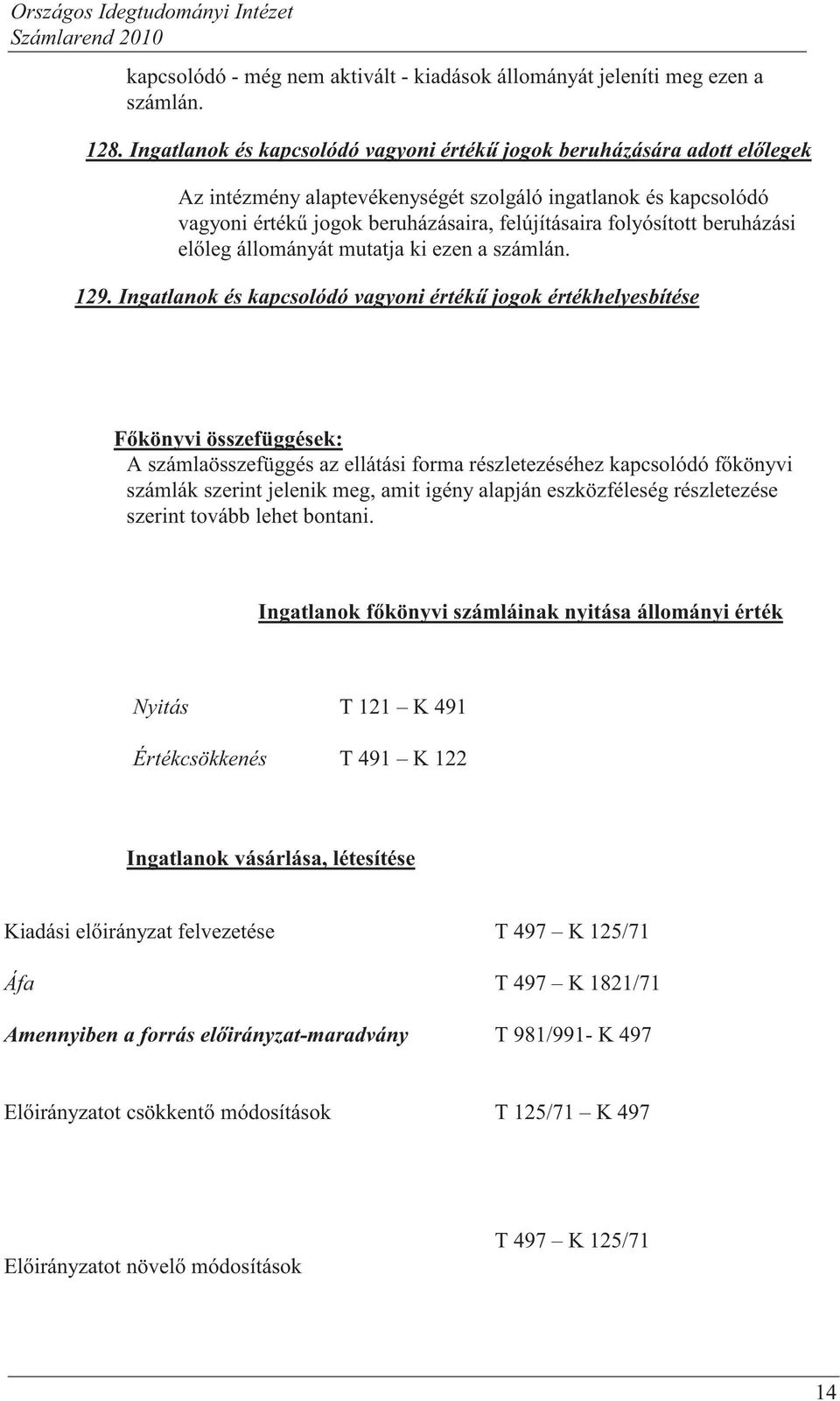 beruházási el leg állományát mutatja ki ezen a számlán. 129.