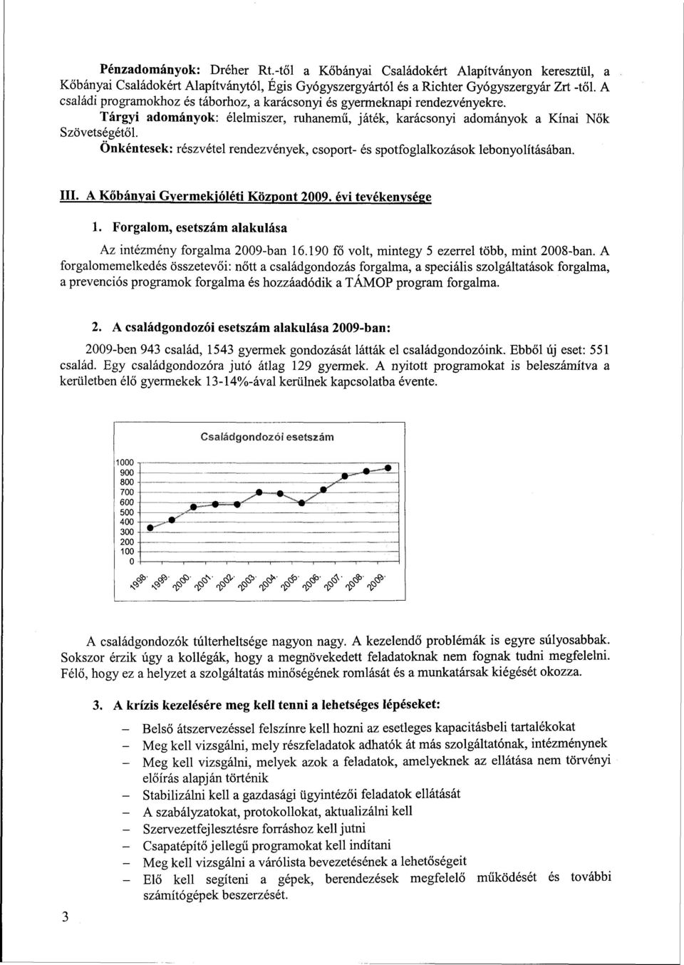 Önkéntesek: részvétel rendezvények, csoport- és spotfoglalkozások lebonyolításában. III. A Kőbányai Gyermekjóléti Központ 2009. évi tevékenysége 1.