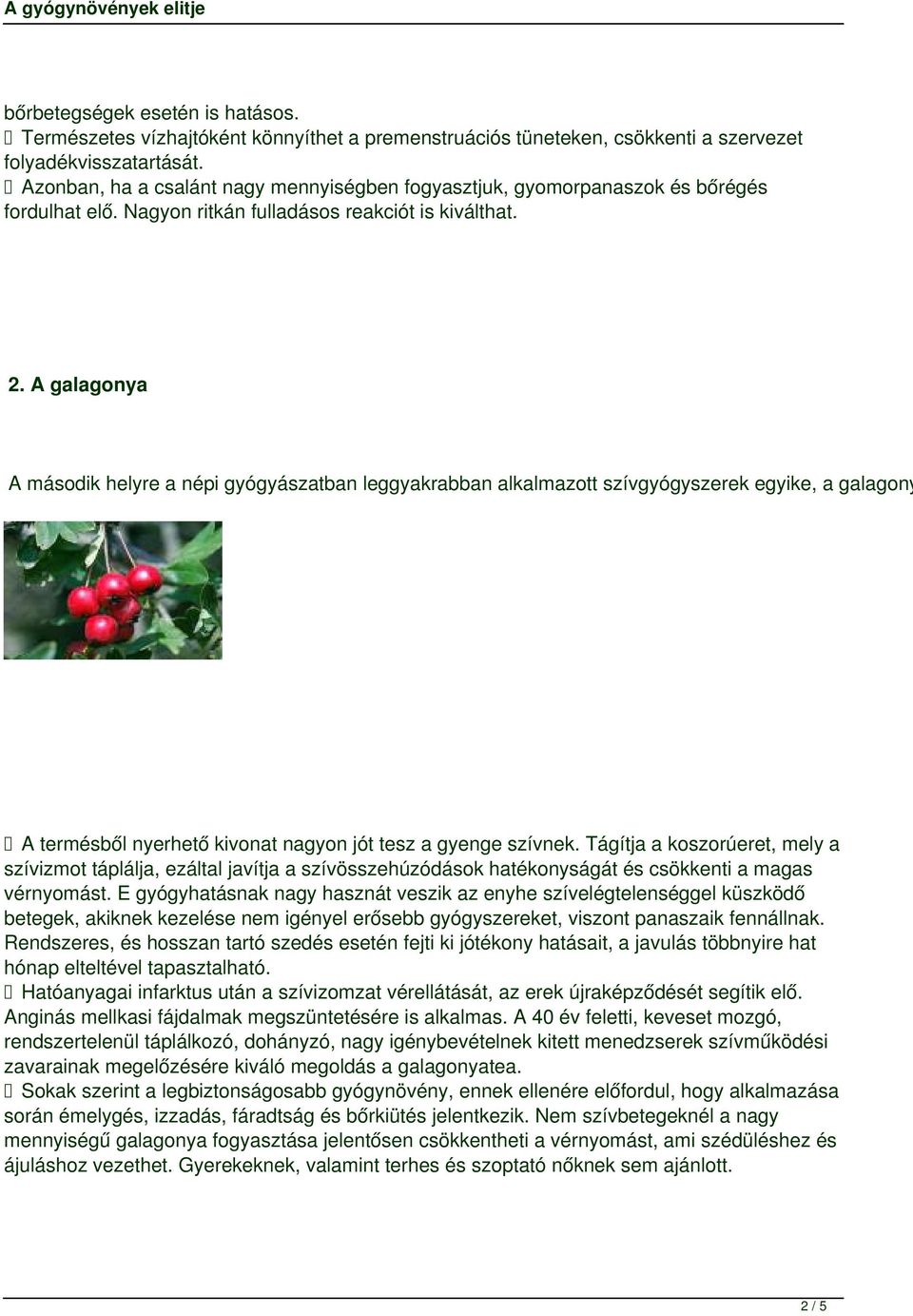 A galagonya A második helyre a népi gyógyászatban leggyakrabban alkalmazott szívgyógyszerek egyike, a galagony A termésből nyerhető kivonat nagyon jót tesz a gyenge szívnek.