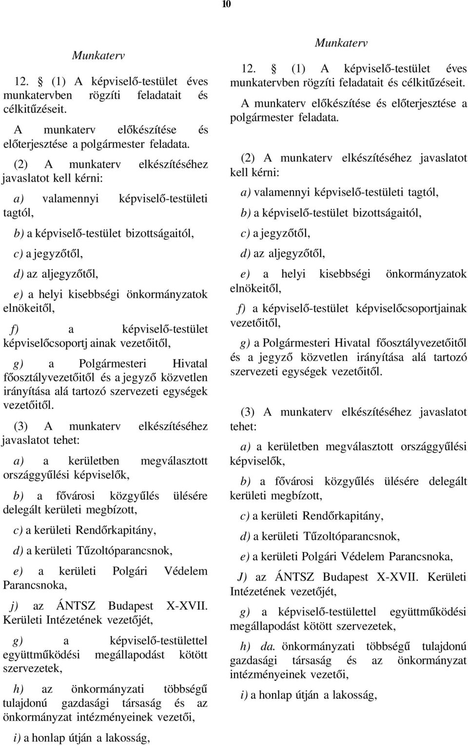 önkormányzatok elnökeitől, f) a képviselő-testület képviselőcsoportj ainak vezetőitől, g) a Polgármesteri Hivatal főosztályvezetőitől és a jegyző közvetlen irányítása alá tartozó szervezeti egységek