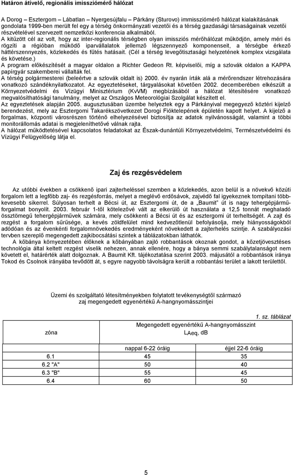 A kitűzött cél az volt, hogy az inter-regionális térségben olyan imissziós mérőhálózat működjön, amely méri és rögzíti a régióban működő iparvállalatok jellemző légszennyező komponenseit, a térségbe