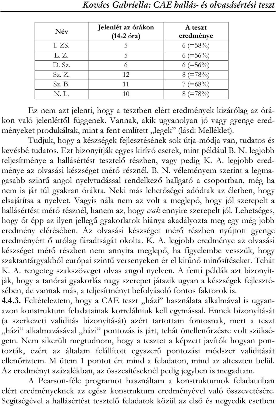 Vannak, akik ugyanolyan jó vagy gyenge eredményeket produkáltak, mint a fent említett legek (lásd: Melléklet). Tudjuk, hogy a készségek fejlesztésének sok útja-módja van, tudatos és kevésbé tudatos.