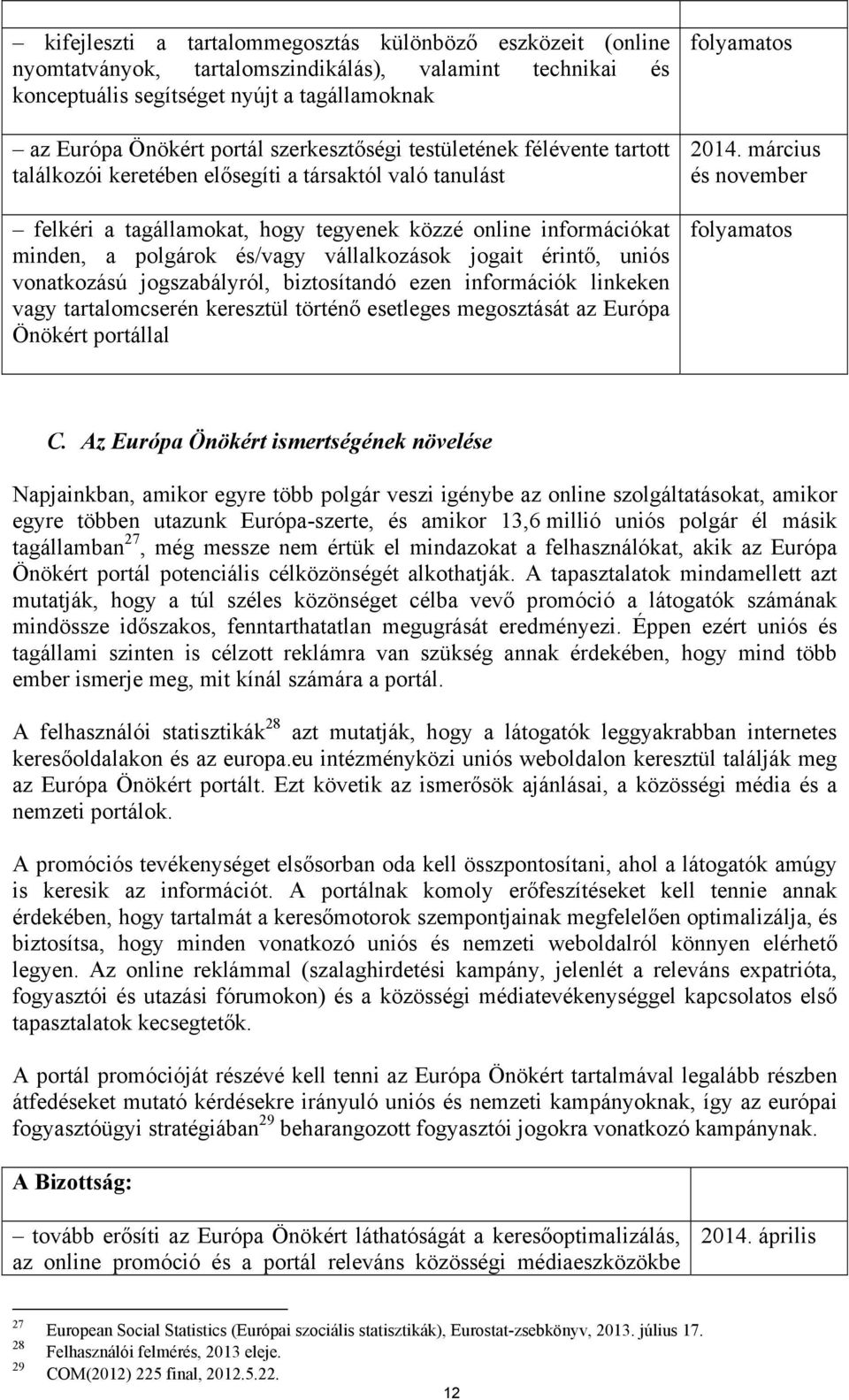 vállalkozások jogait érintő, uniós vonatkozású jogszabályról, biztosítandó ezen információk linkeken vagy tartalomcserén keresztül történő esetleges megosztását az Európa Önökért portállal folyamatos