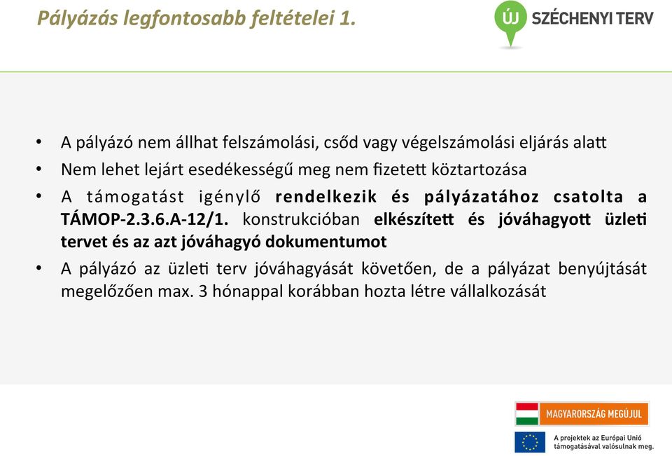 köztartozása A támogatást igénylő rendelkezik és pályázatához csatolta a TÁMOP- 2.3.6.A- 12/1.