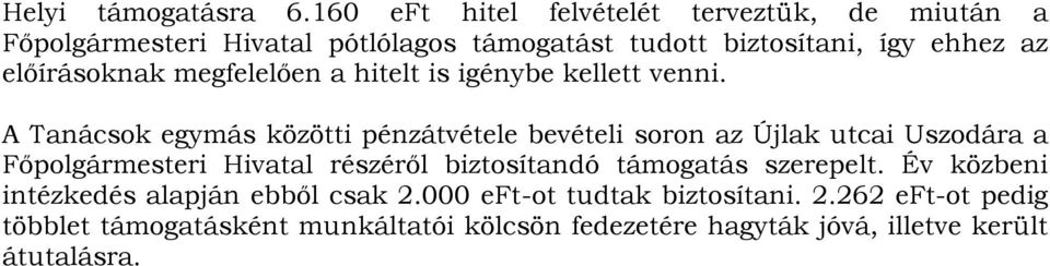 előírásoknak megfelelően a hitelt is igénybe kellett venni.