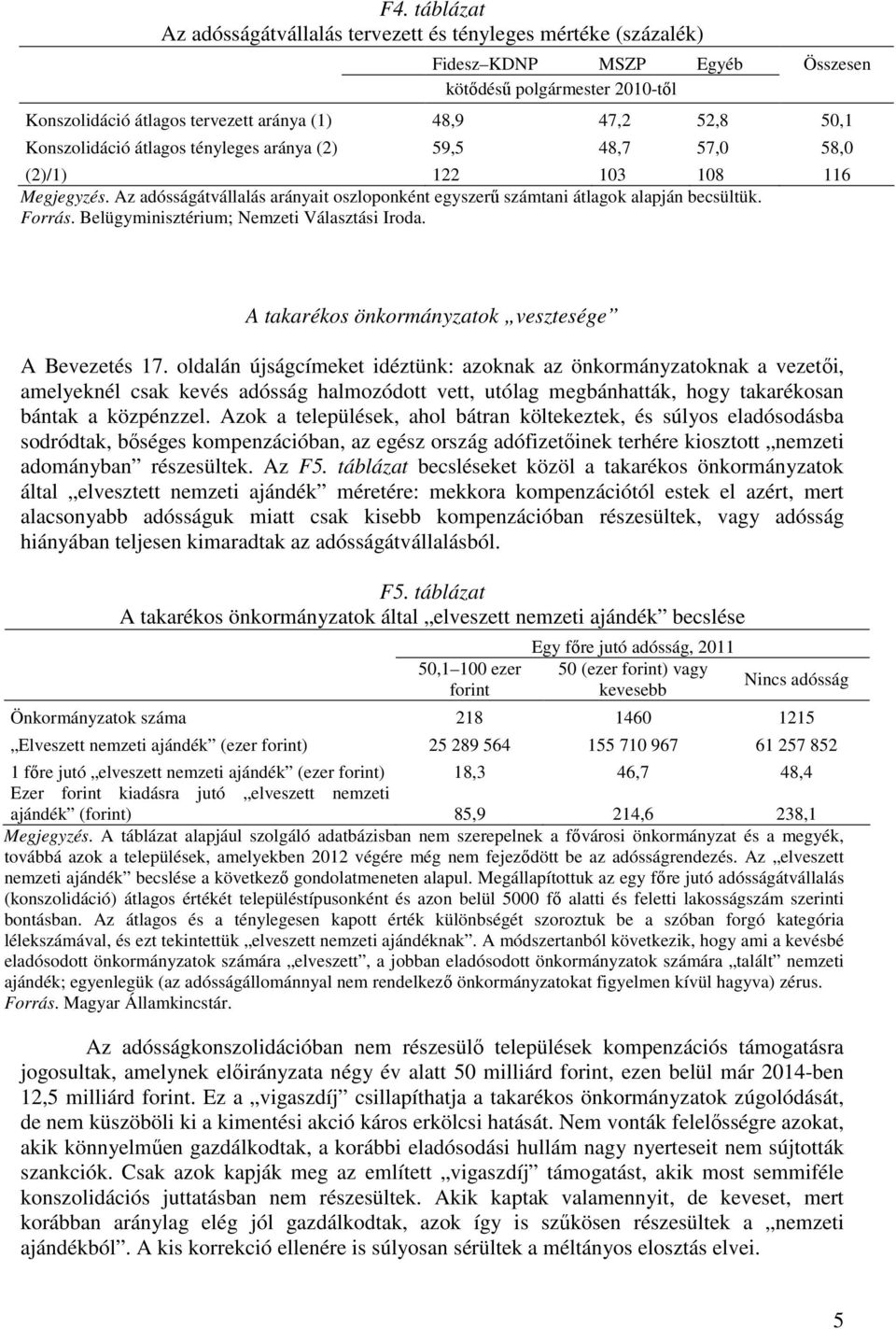 Belügyminisztérium; Nemzeti Választási Iroda. A takarékos önkormányzatok vesztesége A Bevezetés 17.