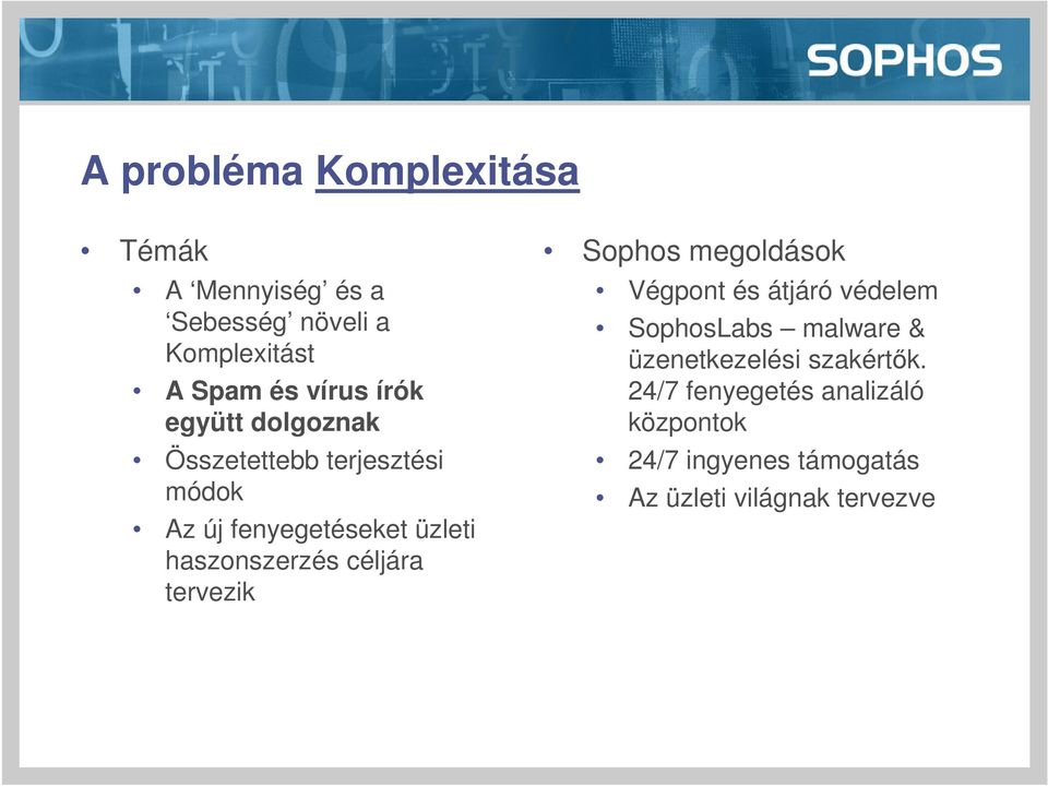 céljára tervezik Sophos megoldások Végpont és átjáró védelem SophosLabs malware &