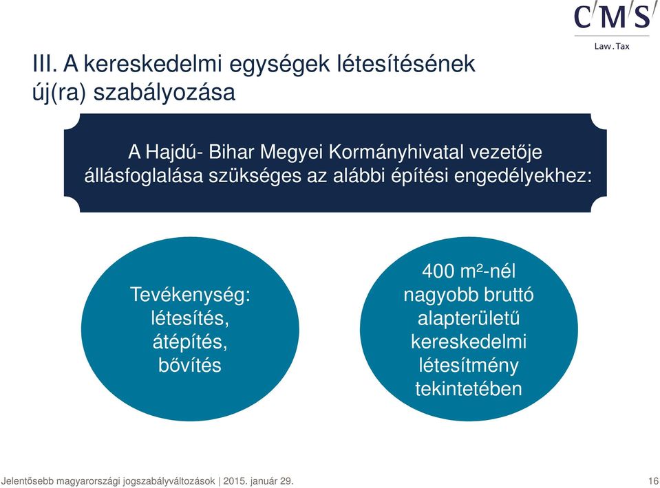 Tevékenység: létesítés, átépítés, bővítés 400 m²-nél nagyobb bruttó alapterületű