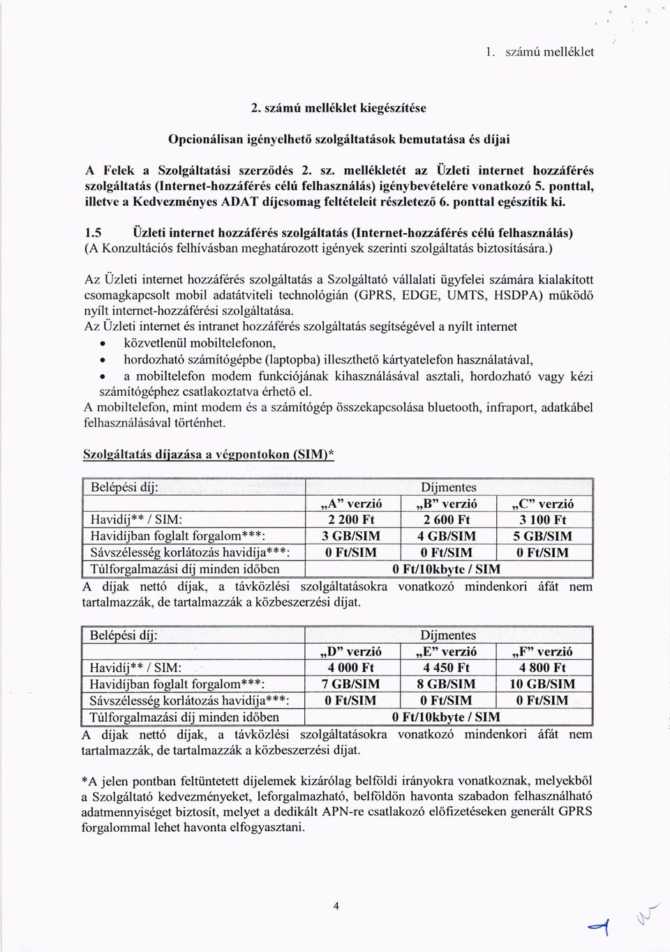 ponttal, illetve a Kedvezm6nyes DT dttcsomag felt`teleit r6szletez6 6 ponttal eg6szftik ki 5 Uzleti internet hozz五 r6s szolgiltams(internet hozz五 r6s c61 felhasznilis) zott ig6nyck sze五 nti