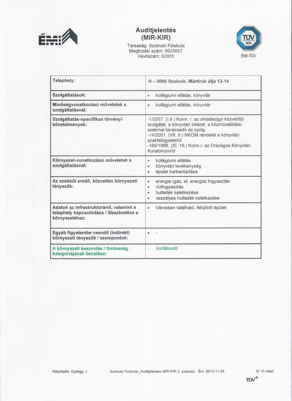 az oktatásügyiközvetítoi követelmények: szolgálat, a könyvtári intézet, a közmuvelodési szakmai tanácsadóés szolg. -14/2001. (VII.5.) NKÖM rendeleta könyvtári szakfelügyeletrol -165/1999.(XI. 19.