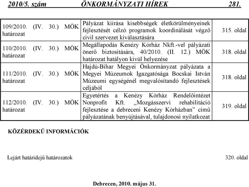 -vel pályázati önerı biztosítására, 40/2010. (II. 12.