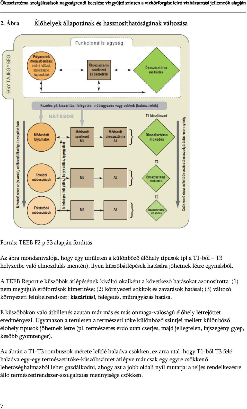 A TEEB Report e küszöbök átlépésének kiváltó okaiként a következő hatásokat azonosította: (1) nem megújuló erőforrások kimerítése; (2) környezeti sokkok és zavarások hatásai; (3) változó környezeti