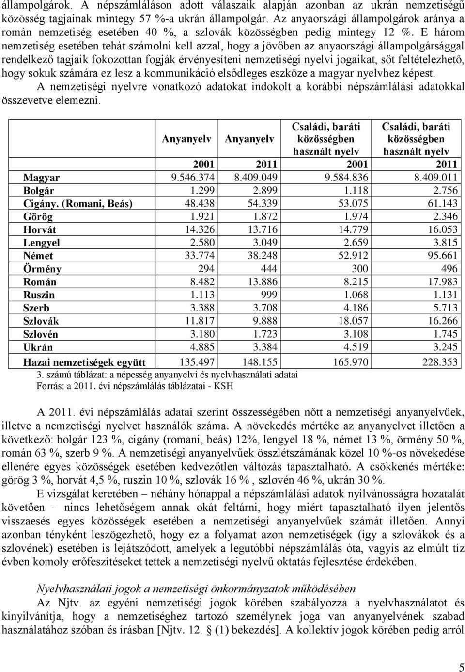 E három nemzetiség esetében tehát számolni kell azzal, hogy a jövőben az anyaországi állampolgársággal rendelkező tagjaik fokozottan fogják érvényesíteni nemzetiségi nyelvi jogaikat, sőt