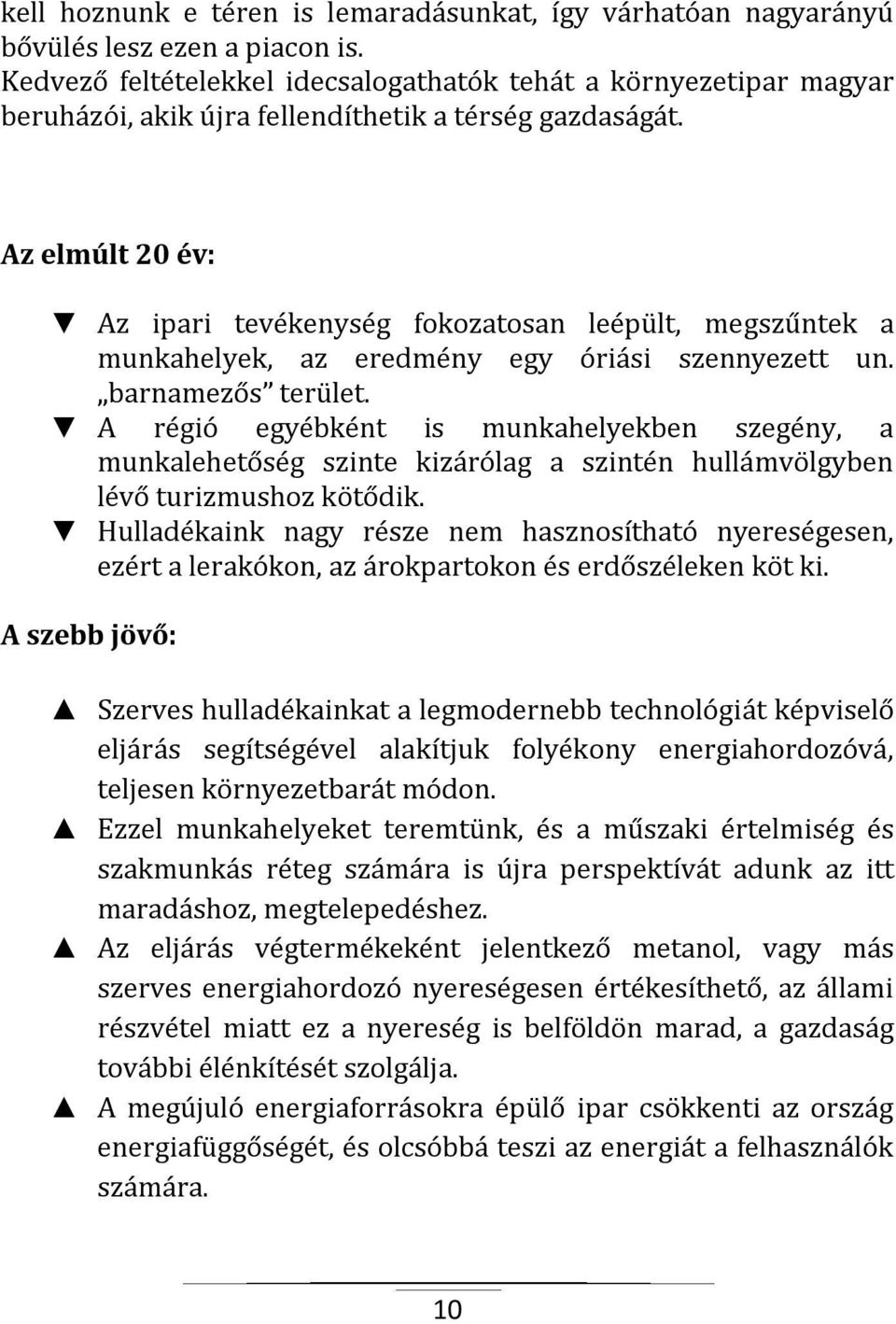 Az elmúlt 20 év: Az ipari tevékenység fokozatosan leépült, megszűntek a munkahelyek, az eredmény egy óriási szennyezett un. barnamezős terület.