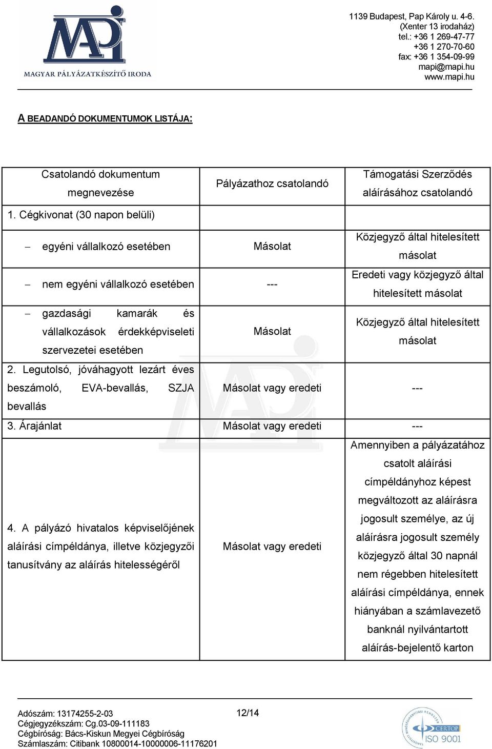 --- Eredeti vagy közjegyzı által hitelesített másolat gazdasági kamarák és Közjegyzı által hitelesített vállalkozások érdekképviseleti Másolat másolat szervezetei esetében 2.