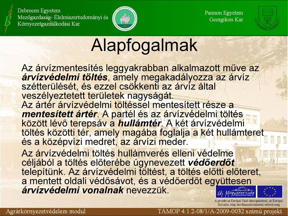 A két árvízvédelmi töltés közötti tér, amely magába foglalja a két hullámteret és a középvízi medret, az árvízi meder.