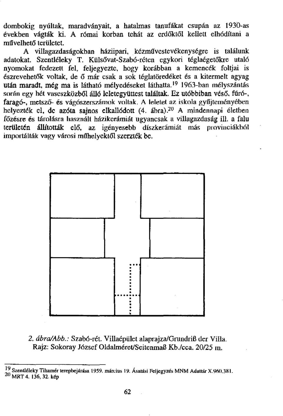 Külsővat-Szabó-réten egykori téglaégetó'kre utaló nyomokat fedezett fel, feljegyezte, hogy korábban a kemencék foltjai is észrevehetők voltak, de ő már csak a sok téglatöredéket és a kitermelt agyag