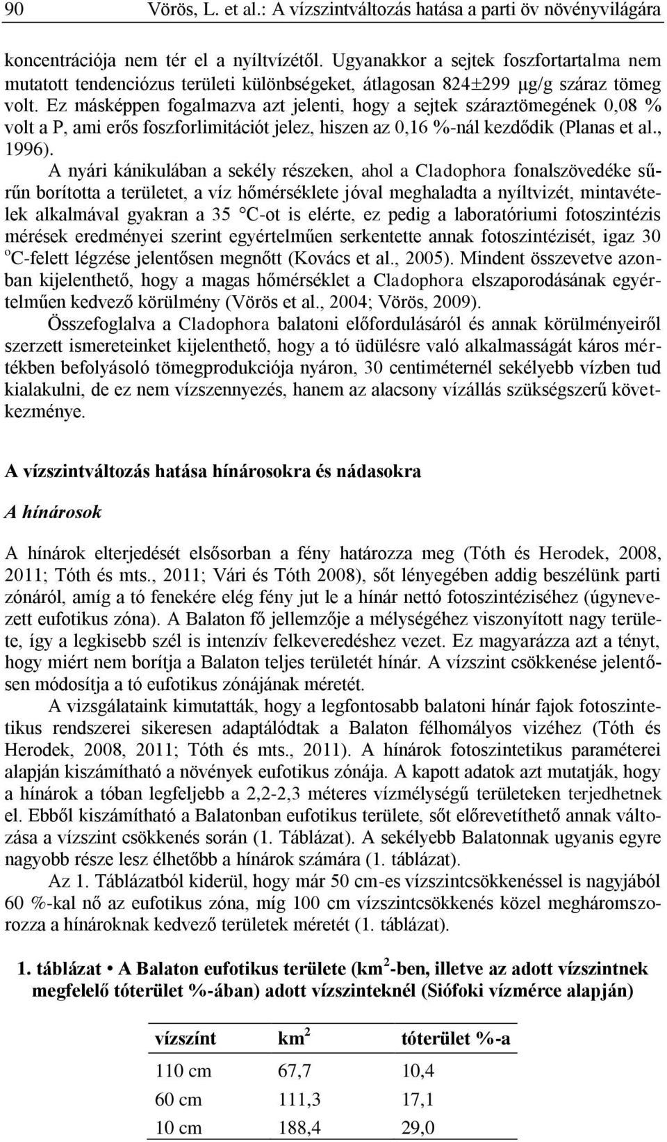 Ez másképpen fogalmazva azt jelenti, hogy a sejtek száraztömegének 0,08 % volt a P, ami erős foszforlimitációt jelez, hiszen az 0,16 %-nál kezdődik (Planas et al., 1996).