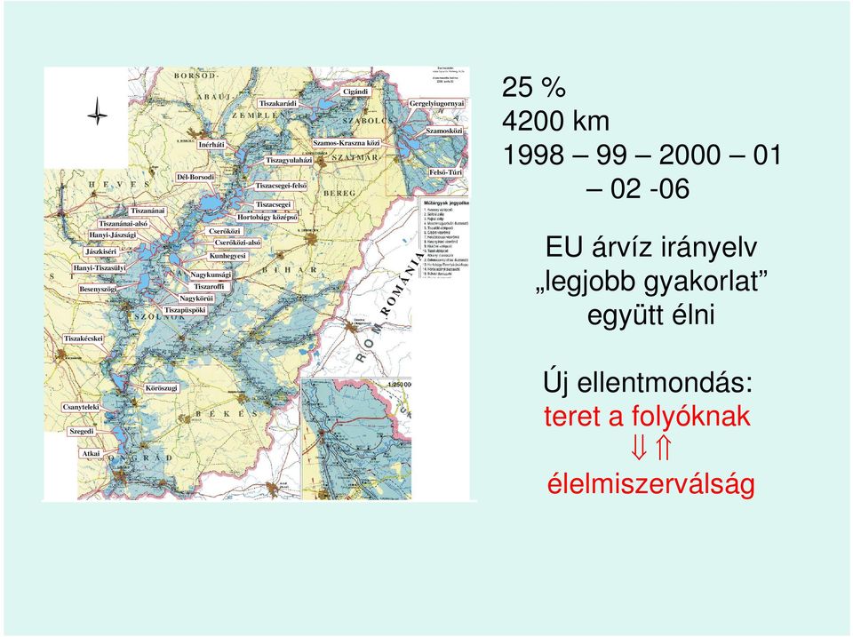 Tiszacsegei-felsı Tiszacsegei Hortobágy középsı Gergelyiugornyai Szamosközi Felsı-Túri R O M Á N I A 25 % 4200 km 1998 99 2000 01