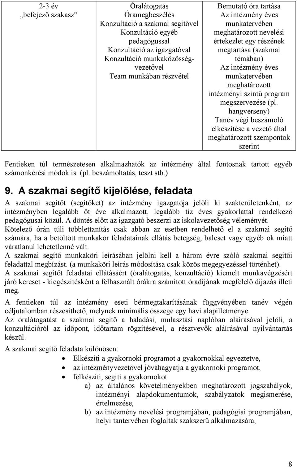 szintű program megszervezése (pl.